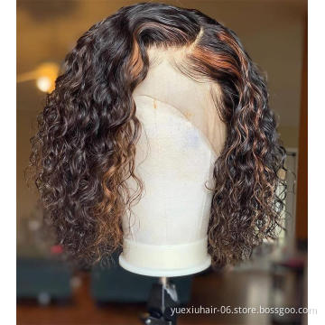 Short Bob Wigs Human Hair Deep Curly Wave Lace Front Wig Raw Peruvian Virgin Hair for Black Women